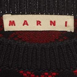 Marni Black/Red Patterned Wool Sweater S