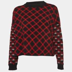 Marni Black/Red Patterned Wool Sweater S