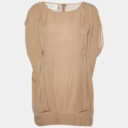 Marni Beige Pleated Crepe Loose Fit Blouse M