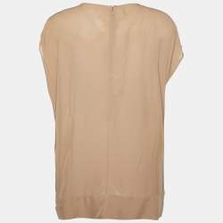 Marni Beige Pleated Crepe Loose Fit Blouse M