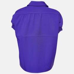 Pre Owned Marni Blue Crepe Puff Sleeve Shirt Blouse S