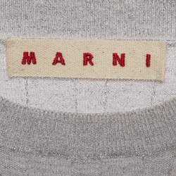 Pre Owned Marni Silver Lurex Knit Mock Neck Top M