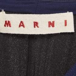 Pre Owned Marni Black and Blue Sateen Lace-Up Waist Detailed Midi Dress S