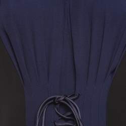 Pre Owned Marni Black and Blue Sateen Lace-Up Waist Detailed Midi Dress S
