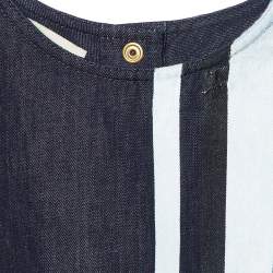 Marni Dark Blue Striped Cotton & Linen Sleeveless Top M