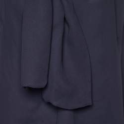 Marni Midnight Blue Crepe Draped Collar Sleeveless Top S