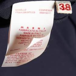 Marni Midnight Blue Crepe Draped Collar Sleeveless Top S