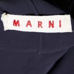 Marni Midnight Blue Crepe Draped Collar Sleeveless Top S