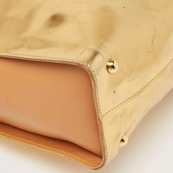 Marni Gold/Beige Patent and Leather Pushlock Tote