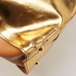 Marni Gold/Beige Patent and Leather Pushlock Tote
