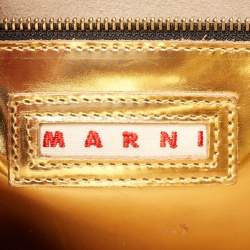 Marni Gold/Beige Patent and Leather Pushlock Tote