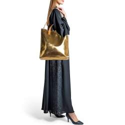Marni Gold/Beige Patent and Leather Pushlock Tote