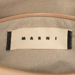 Marni Beige Leather Push Lock Flap Shoulder Bag