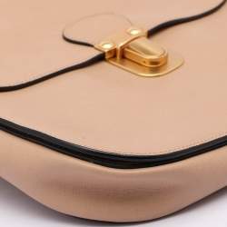 Marni Beige Leather Push Lock Flap Shoulder Bag