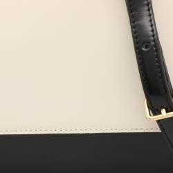 Marni Cream/Black Leather Metal Top Handle Bag