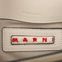Marni Cream/Black Leather Metal Top Handle Bag