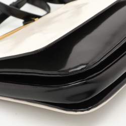 Marni Cream/Black Leather Metal Top Handle Bag
