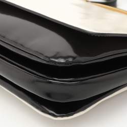 Marni Cream/Black Leather Metal Top Handle Bag
