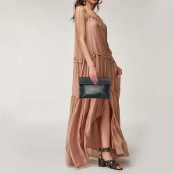 Pre Owned Marni Navy Blue Leather Flap Clutch