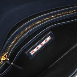 Pre Owned Marni Navy Blue Leather Flap Clutch