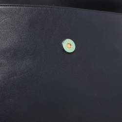 Pre Owned Marni Navy Blue Leather Flap Clutch