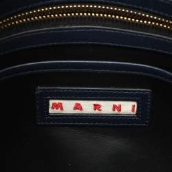 Pre Owned Marni Navy Blue Leather Flap Clutch