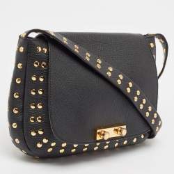 Marni Black Leather Studded Flap Shoulder Bag