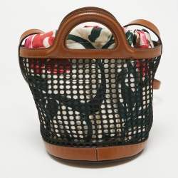 Marni Brown/Black Leather and Net Bucket Bag