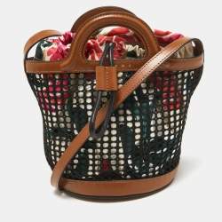 Marni Brown/Black Leather and Net Bucket Bag