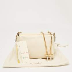 Marni Cream Leather Toggle Shoulder Bag