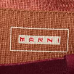 Marni Burgundy/Brown Jacquard Canvas Logo Tote
