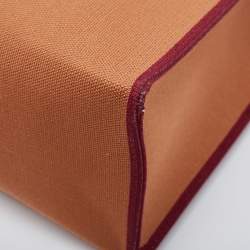 Marni Burgundy/Brown Jacquard Canvas Logo Tote
