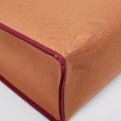 Marni Burgundy/Brown Jacquard Canvas Logo Tote
