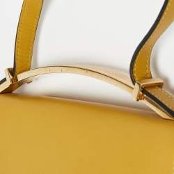 Marni Mustard/Brown Leather Metal Top Handle Bag