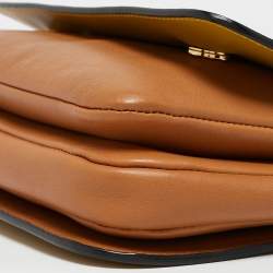 Marni Mustard/Brown Leather Metal Top Handle Bag