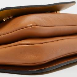 Marni Mustard/Brown Leather Metal Top Handle Bag