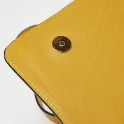 Marni Mustard/Brown Leather Metal Top Handle Bag