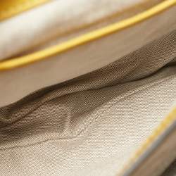 Marni Mustard/Brown Leather Metal Top Handle Bag