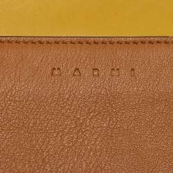 Marni Mustard/Brown Leather Metal Top Handle Bag