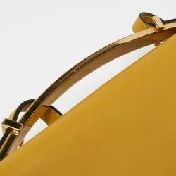 Marni Mustard/Brown Leather Metal Top Handle Bag