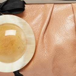 Marni Brown Leather Embellished Frame Clutch