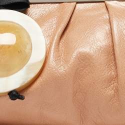 Marni Brown Leather Embellished Frame Clutch