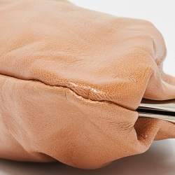 Marni Brown Leather Embellished Frame Clutch