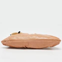 Marni Brown Leather Embellished Frame Clutch