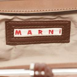 Marni Brown Leather Embellished Frame Clutch