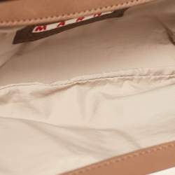 Marni Brown Leather Embellished Frame Clutch