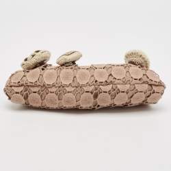 Marni Dusty Pink Crochet Embellished Frame Clutch