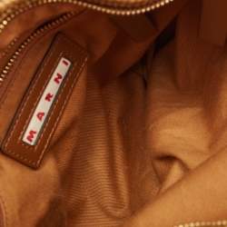 Marni Beige/Brown Leather and Raffia Fringe Shoulder Bag