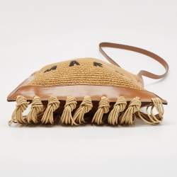 Marni Beige/Brown Leather and Raffia Fringe Shoulder Bag