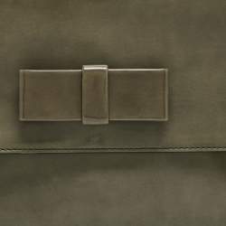 Marni Olive Green Glossy Leather Bow Clutch